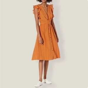 ASTR The Label button-down midi dress in papaya stripe